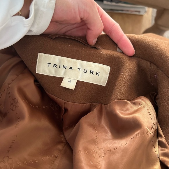 Trina Turk Wool brown tan women’s mid length pea coat size 4! - Picture 6 of 16